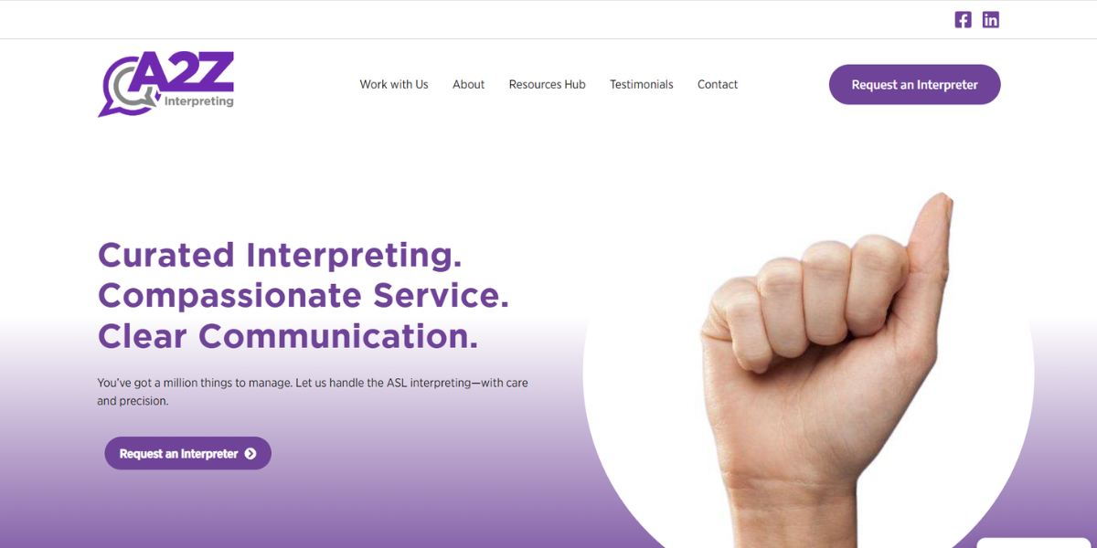 A2Z Interpreting website preview