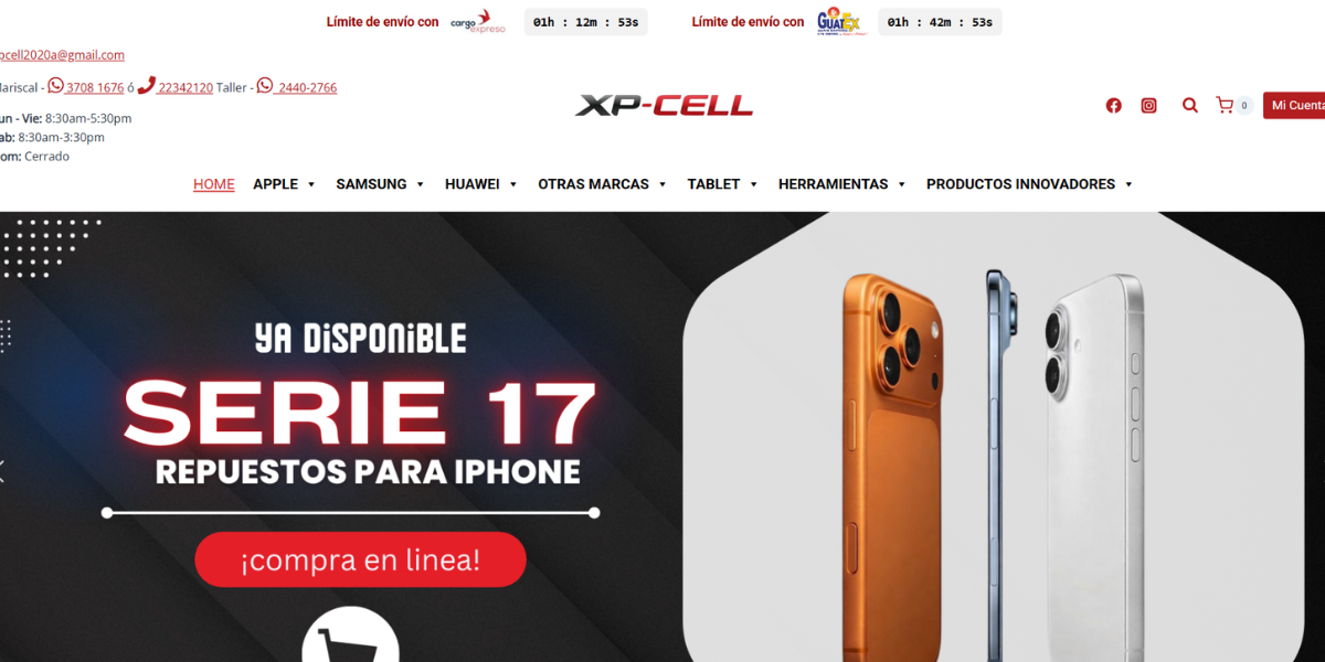 XP Cell e-commerce website preview